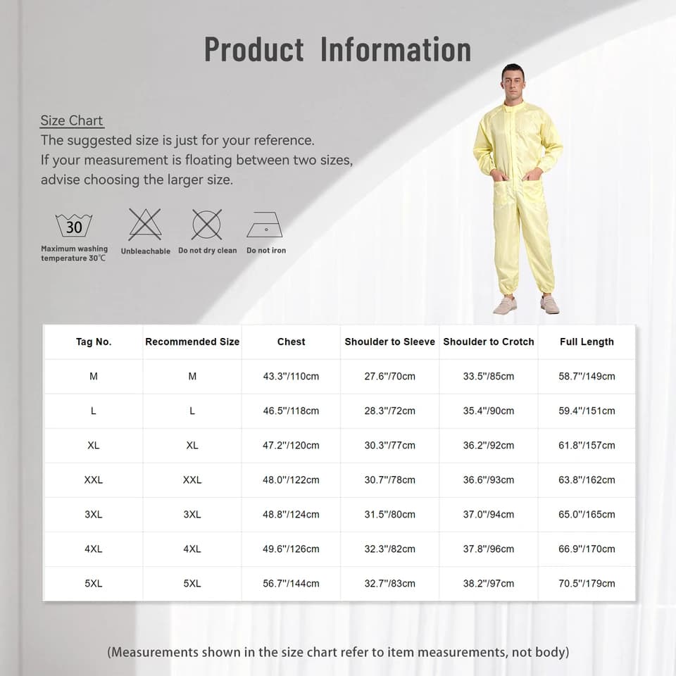 Full Hazmat Suit Coveralls | Anti-Static Front Zip | Workshop Worker Uniform - Thumbnail 7