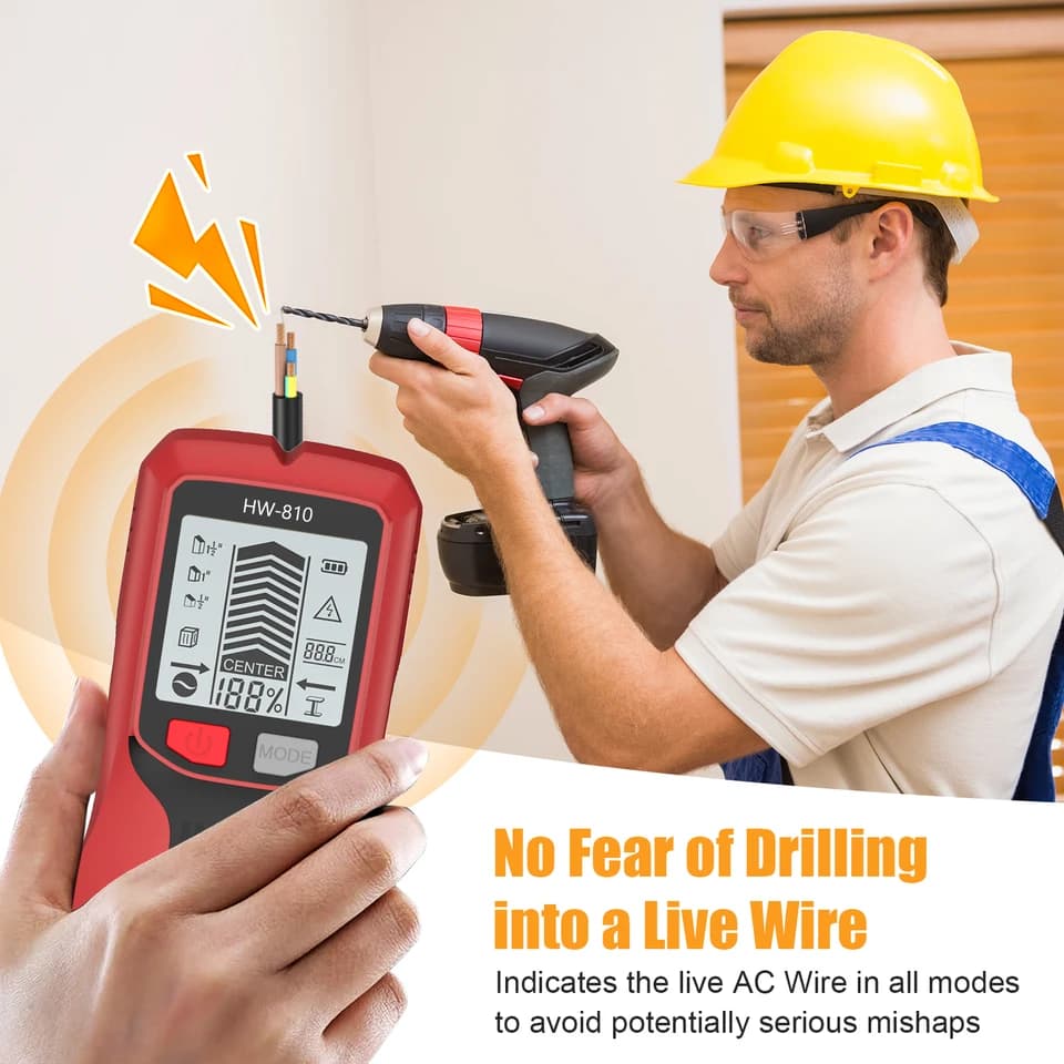 6-in-1 Digital Stud Finder | 80mm Deep Scan | Wood, Metal & AC Wire Detection - Thumbnail 4