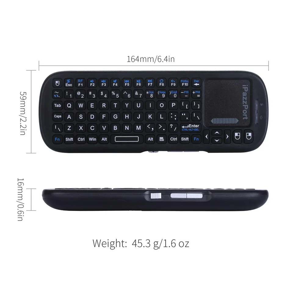 iPazzPort Wireless Keyboard | Touchpad Mouse Combo | For PC, TV Box, PS4 - Thumbnail 7