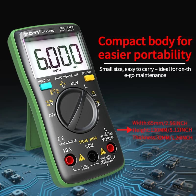 ZT-102L Multimeter | 60H Inductance & Capacitance | Temperature & NCV - Thumbnail 5