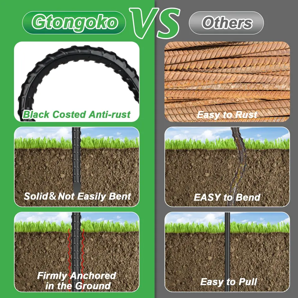 Heavy Duty Ground Anchor 6-Pack | 12" U-Shaped Rebar Tent Stakes | Trampoline & Camping Security - Thumbnail 4
