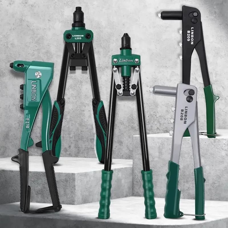 Manual Rivet Gun Set | 4 Rivet Heads for Metal & Plastic | Heavy-Duty One-Handed Tool - Thumbnail 4