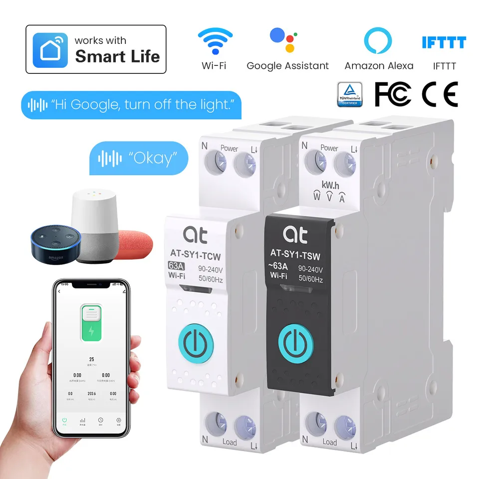 Smart Miniature Circuit Breaker | WiFi/ZigBee 63A Over/Under Voltage | Power Metering Remote Control - Thumbnail 3