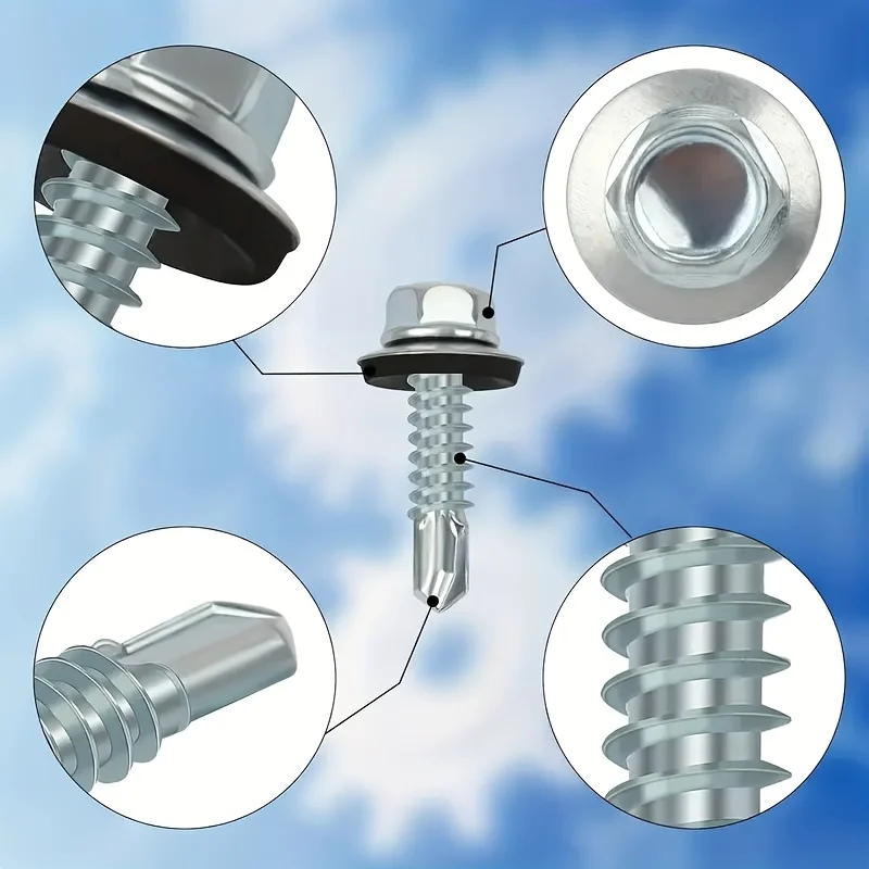 50 Heavy-Duty Concrete Screws | Stainless Steel, Rust-Proof | With Washers for Outdoor Metal - Thumbnail 3