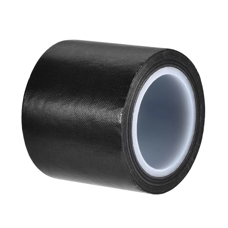 PTFE thread seal tape for gas, a single black roll on a plain white background.