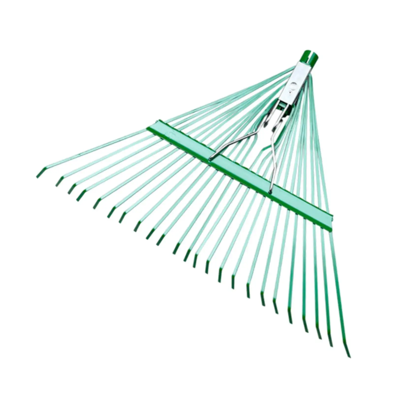 Garden leaf rake head accessory for collecting loose debris, designed to replace worn rake heads on outdoor tools.