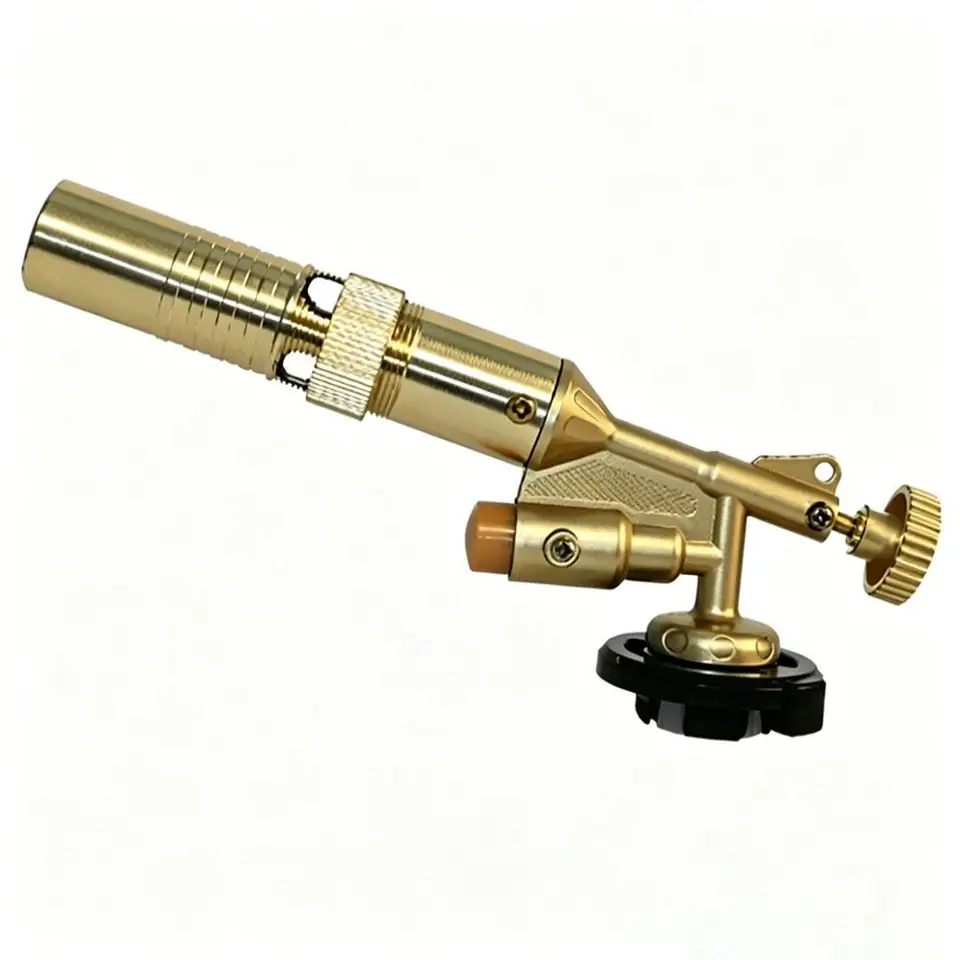 Butane Blow Torch: A single blow torch on a plain white background.