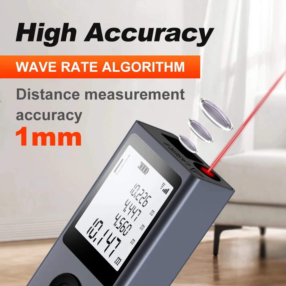 Laser Distance Meter | USB Rechargeable | 40m Range, M/FT/IN Units