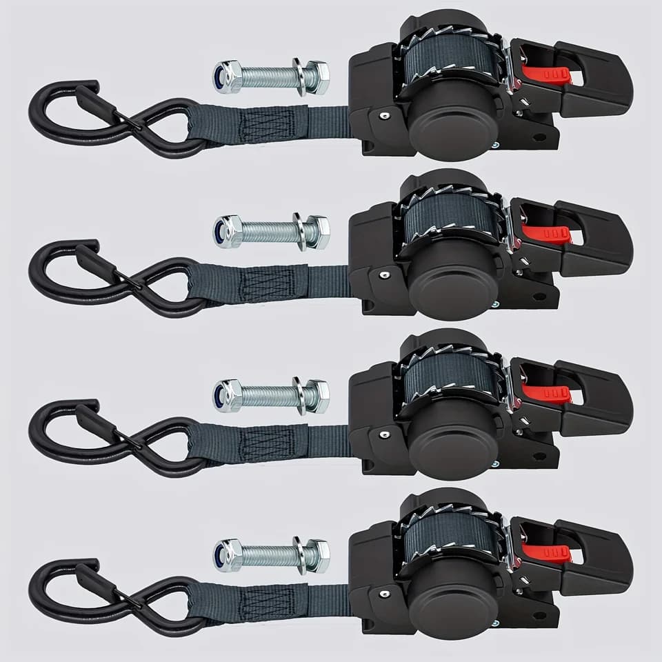 Automatic Ratchet Tie Down Straps | Retractable Auto-Tensioner | Load & Luggage Secure