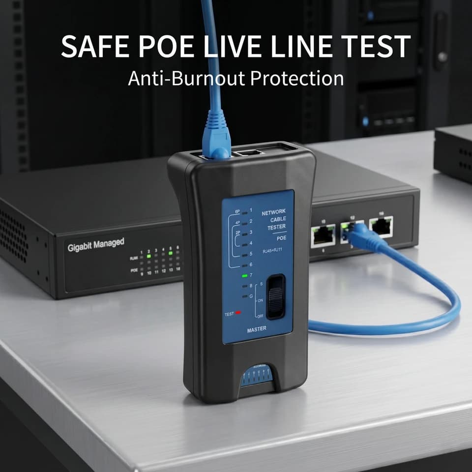 Network Cable Tester & Crimping Tool | PoE Live Switch Testing | RJ45/RJ11 Line Finder - Thumbnail 5