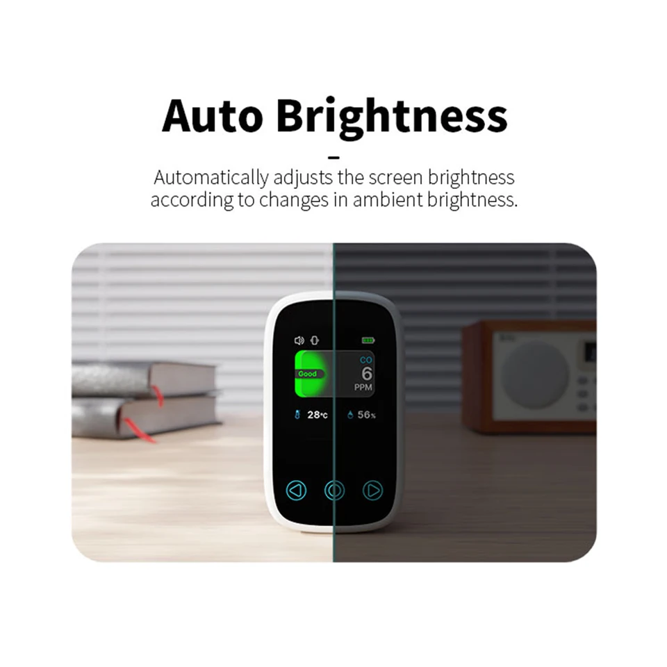 Portable Carbon Monoxide Detector | Rechargeable Air Quality Monitor | Temp/Humidity Meter - Thumbnail 5
