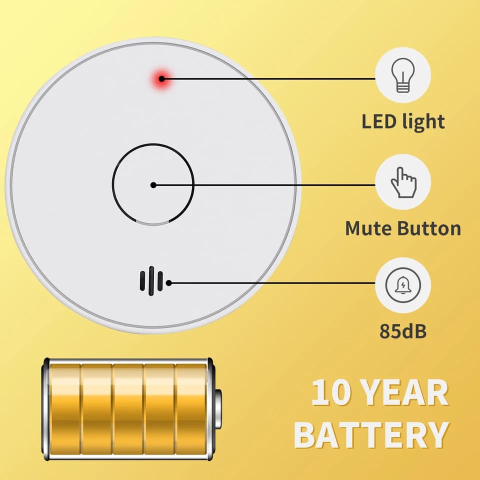 Smoke Detector VS02 | 10-Year Lithium Battery | Photoelectric & UKCA - Thumbnail 2