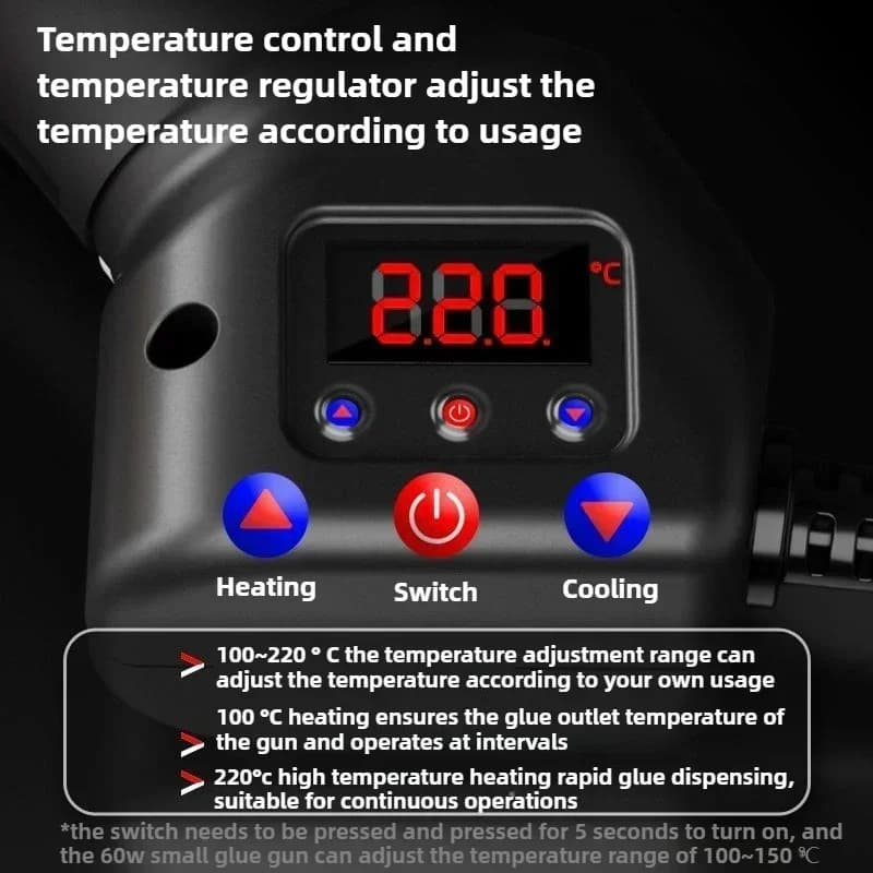 Industrial Glue Gun | Digital Temp Control 300W/800W | Woodworking & Trade - Thumbnail 4