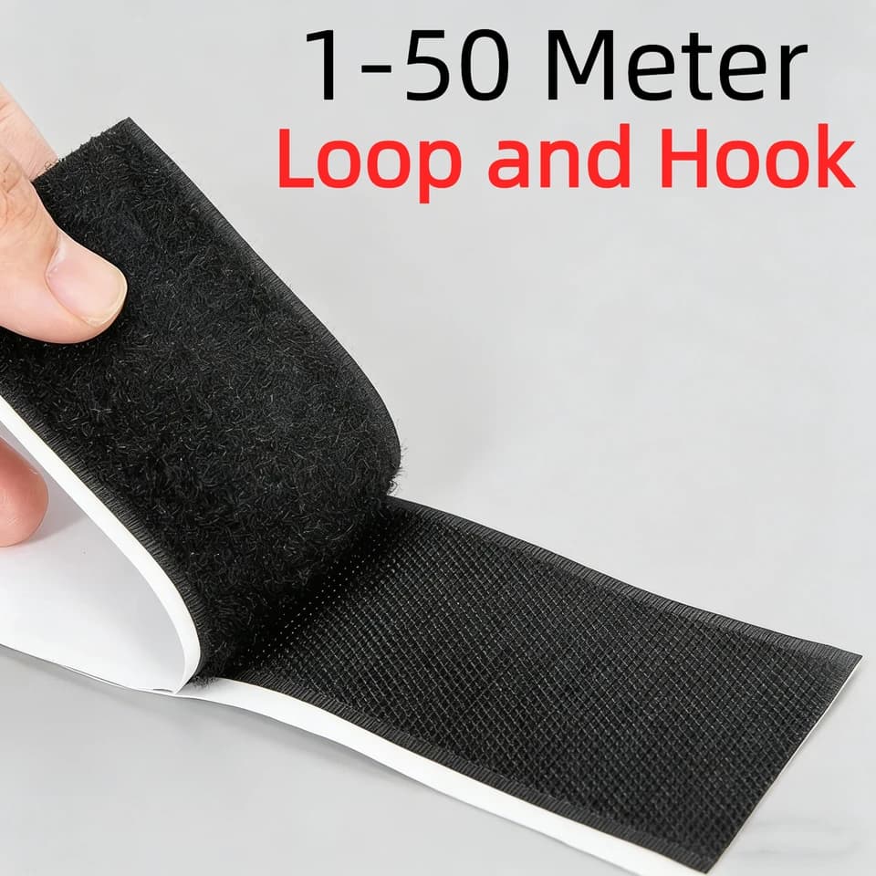 Loop Hook Tape | Self-Adhesive Heavy Duty Strips | 1-50m Rolls for Upholstery & More - Thumbnail 2