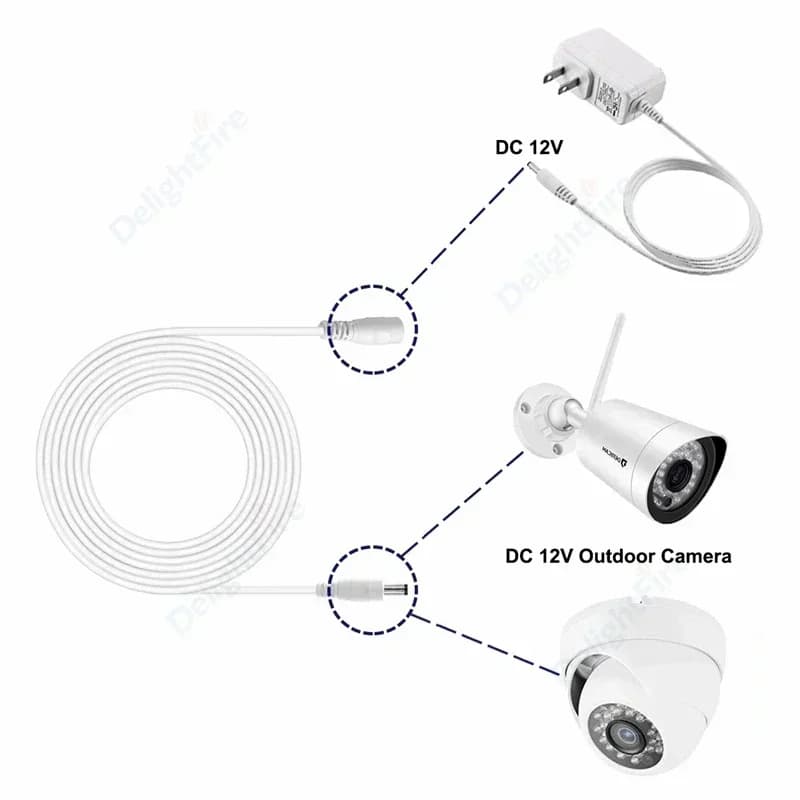 12V DC Extension Lead | Male to Female Power Cable | 5.5mm x 2.1mm CCTV Plug - Thumbnail 4