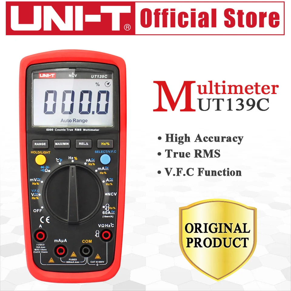 UNI-T UT139C Digital Multimeter | True RMS, 6000 Count | Voltmeter, Temperature - Thumbnail 3