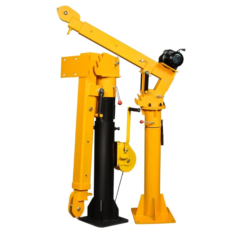 New 220-volt electric car crane hoist for household garages, a compact material handling solution for lifting engines and transmissions.