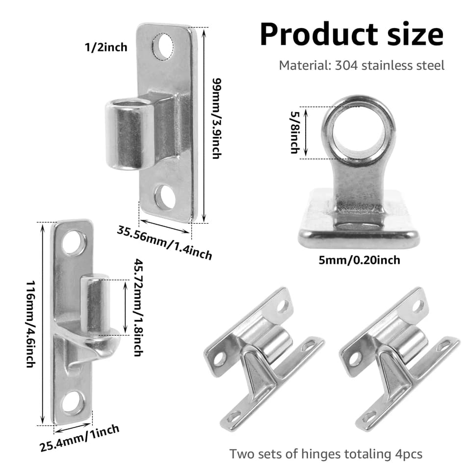 Heavy Duty Gate Hinges | 600lbs Capacity | Stainless Steel Wall Mount - Thumbnail 4