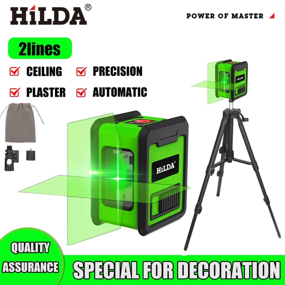 Self-Leveling Laser Level | 2-Line Green Cross Laser | Horizontal & Vertical Alignment