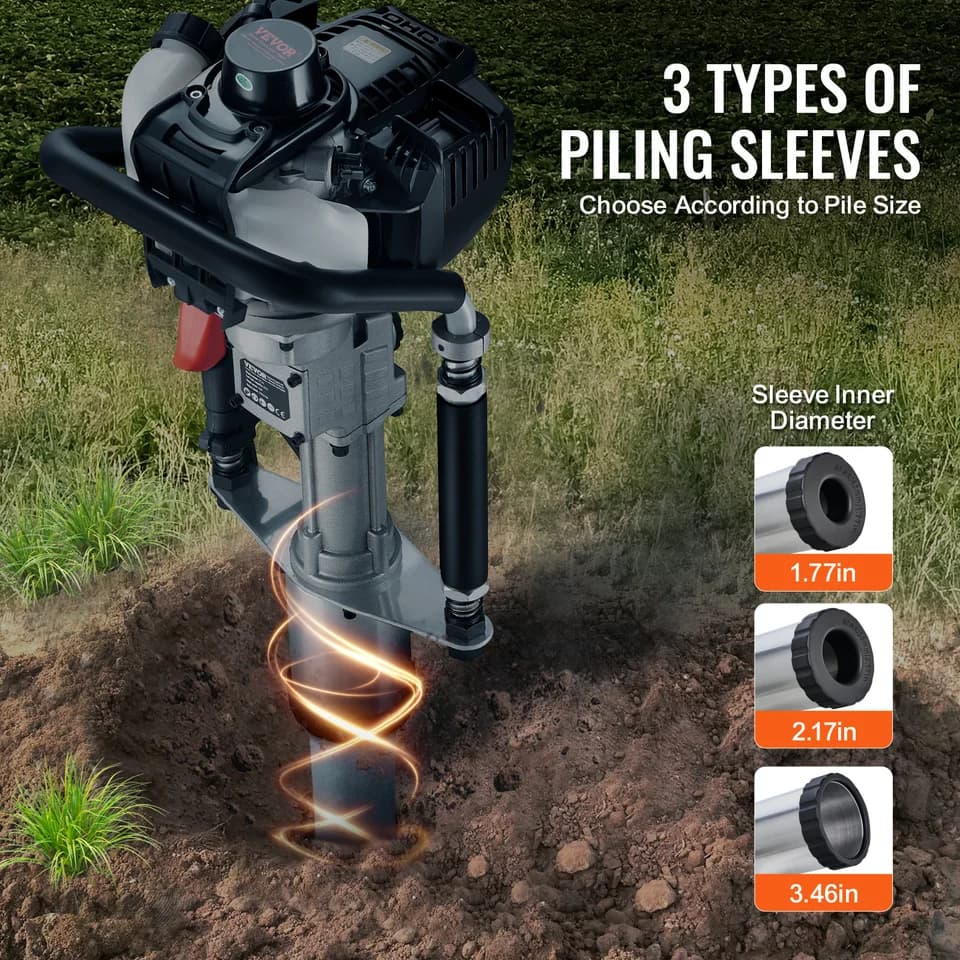 4-Stroke Petrol Post Fence Driver | 45/55/88mm Heads | Heavy Duty Piling Pounder - Thumbnail 4