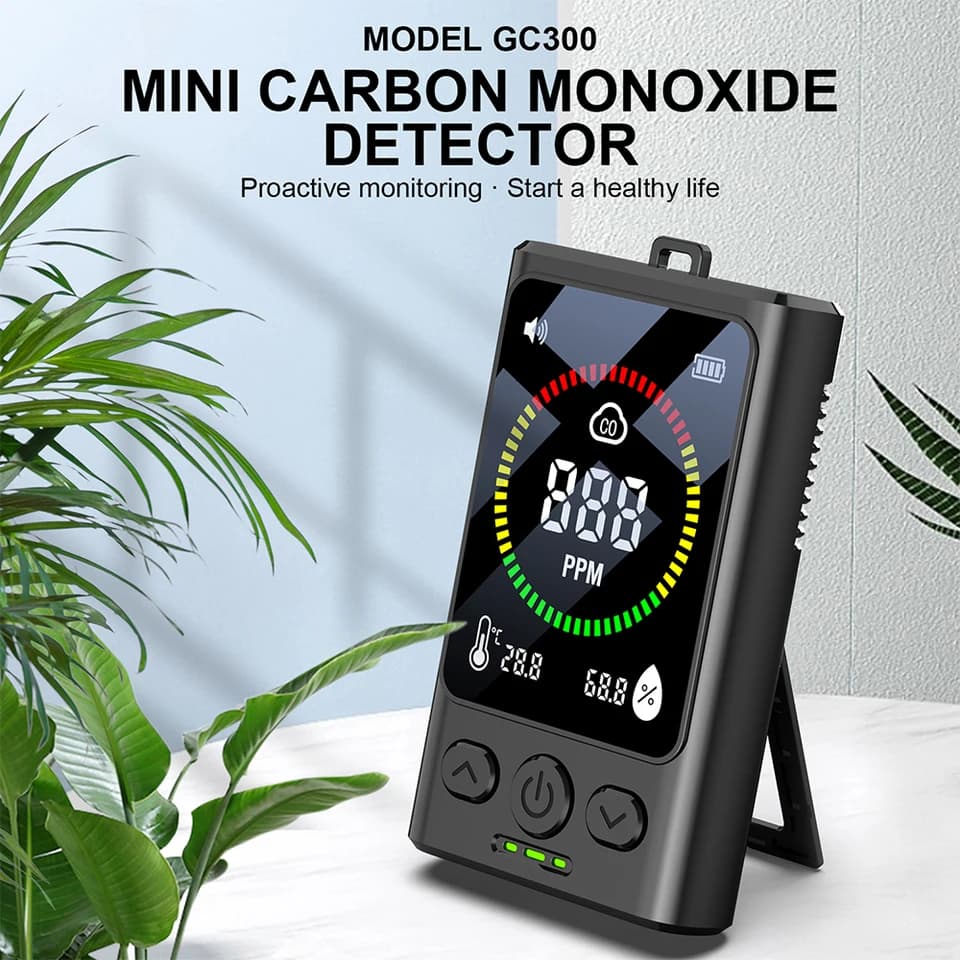 Carbon Monoxide Detector | Temp & Humidity Monitor | Indoor & Garage Use - Thumbnail 3