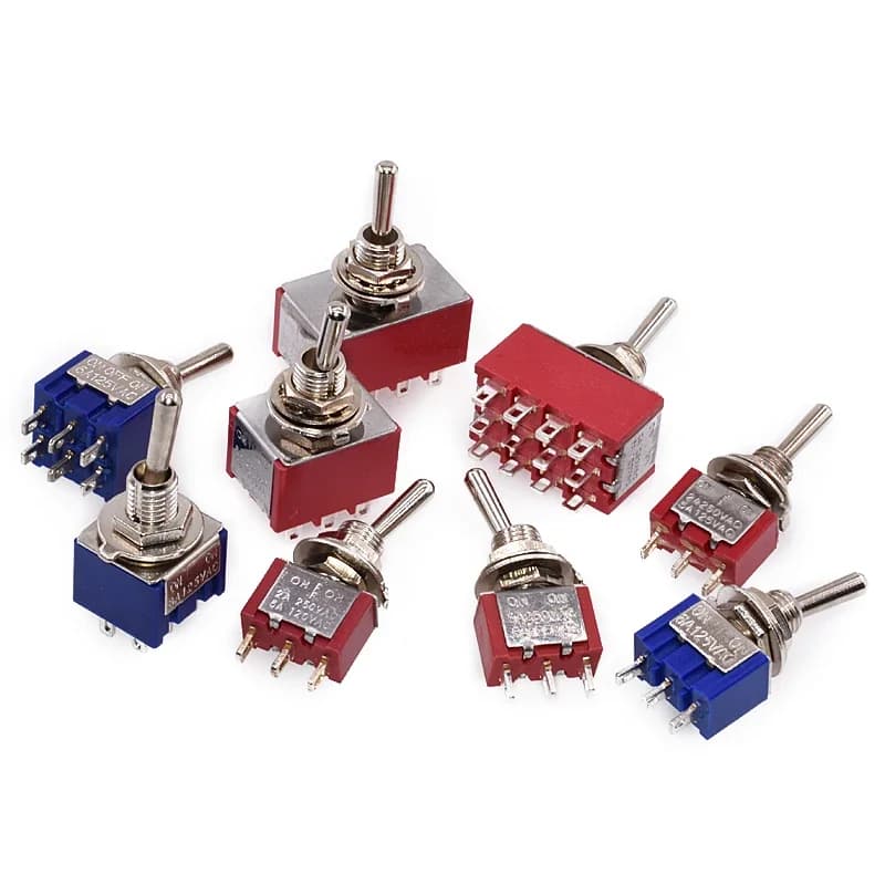 Mini auto Toggle Switch Latching MTS-302/303/402/403/123/223 SPDT DPDT MTS302 ON-OFF-ON ON-ON 120VAC 125VAC 5A 250VAC 2A - Image 1
