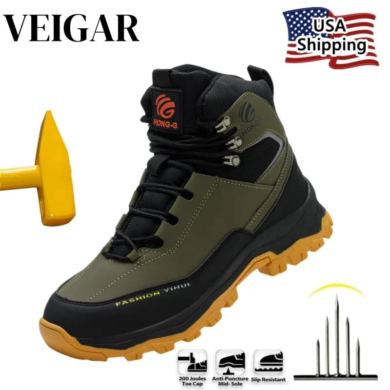Steel Toe Cap Work Boots | Breathable & Anti-Puncture | Men's Safety Footwear - Thumbnail 2