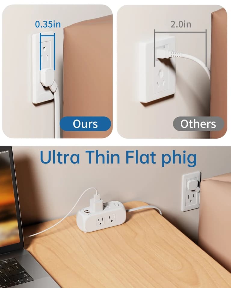 UK Extension Lead | 6 AC Sockets, 2 USB-A, 2 USB-C | 1.5m Cord, Surge Protected - Thumbnail 6