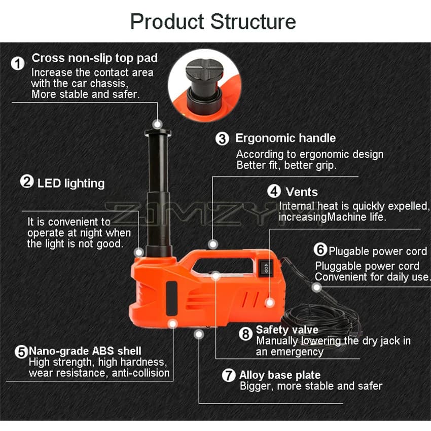 Jack for Changing Tires | 12V Electric Hydraulic Lift | 3-5 Ton Capacity - Thumbnail 2