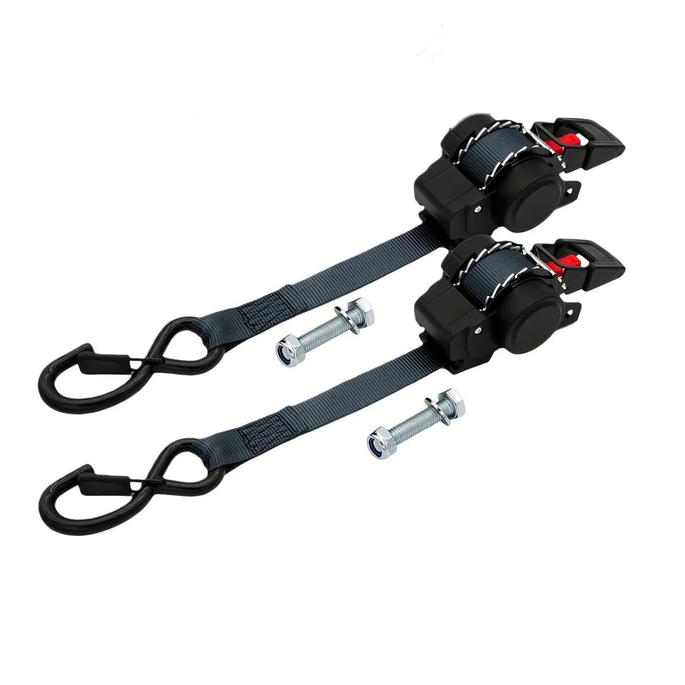 Automatic Ratchet Tie Down Straps | Retractable Auto-Tensioner | Load & Luggage Secure - Thumbnail 4