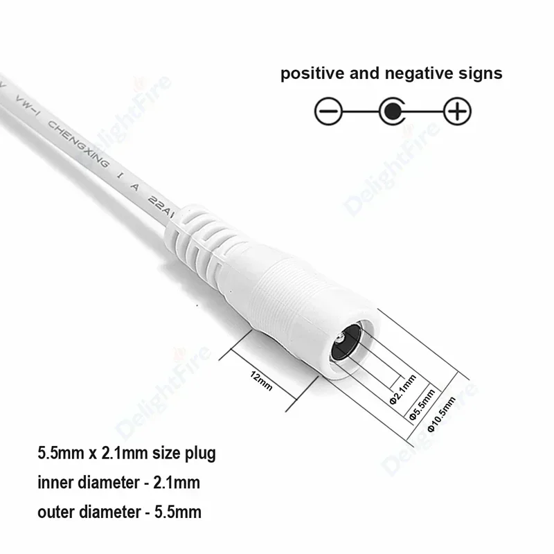 12V DC Extension Lead | Male to Female Power Cable | 5.5mm x 2.1mm CCTV Plug - Thumbnail 8