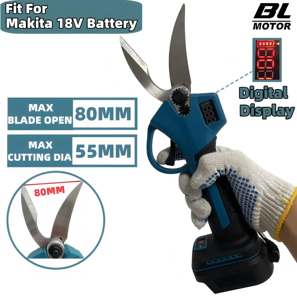 18v battery for Makita Electric Pruning Shears | 55mm Brushless 2-Gear | Cordless Branch Cutter - Thumbnail 2