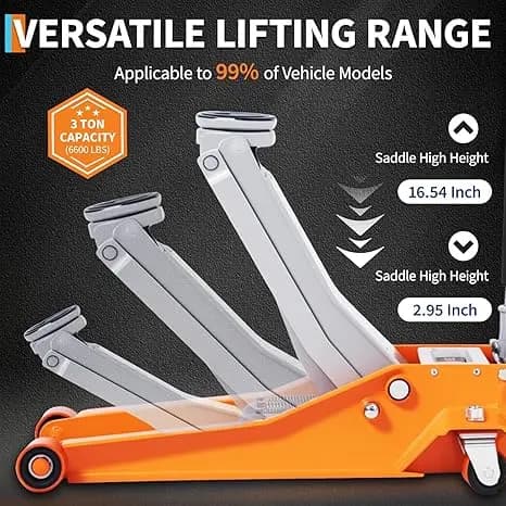 Jack for Changing Tires | Heavy-Duty 3 Ton Low Profile | Dual Piston Pump - Thumbnail 3
