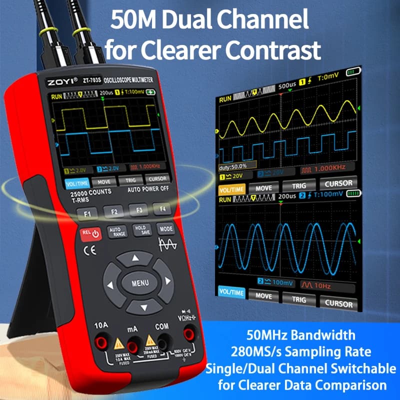 ZT-703S Multimeter Oscilloscope | 50MHz Dual Channel | Signal Generator - Thumbnail 4