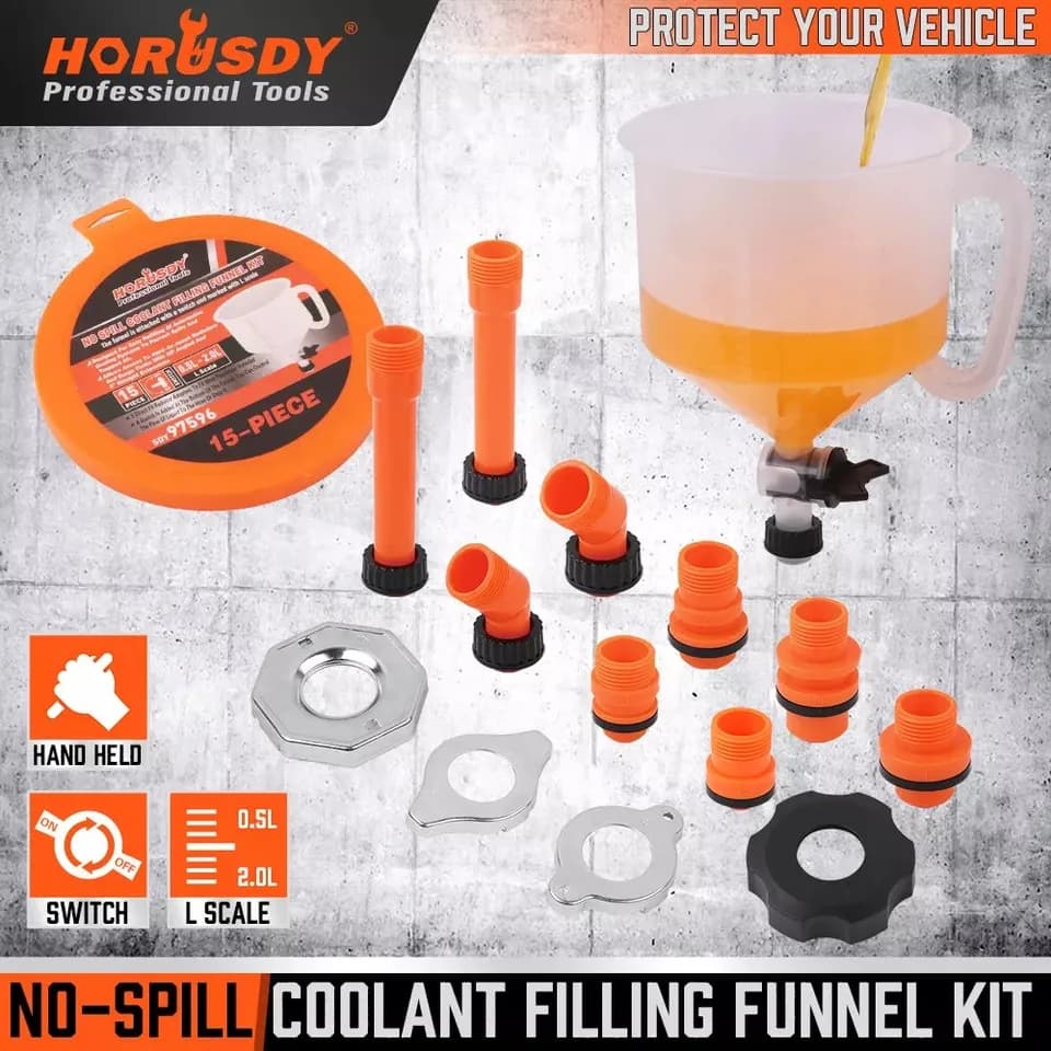 No-Spill Coolant Funnel Spill Kit | Radiator Refill Bleeder | Automotive & Industrial - Thumbnail 2