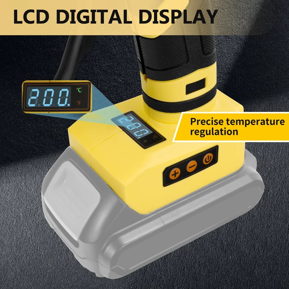 Adjustable Temp Glue Gun | For DeWalt 20V Battery | LCD Display 100-200°C - Thumbnail 4