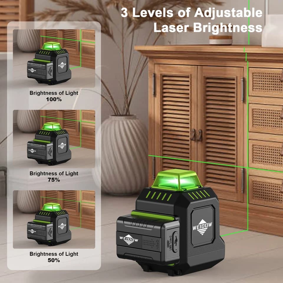 5 Line Laser Level | 1M Tripod & 360° Self-levelling | Green Beam - Thumbnail 3