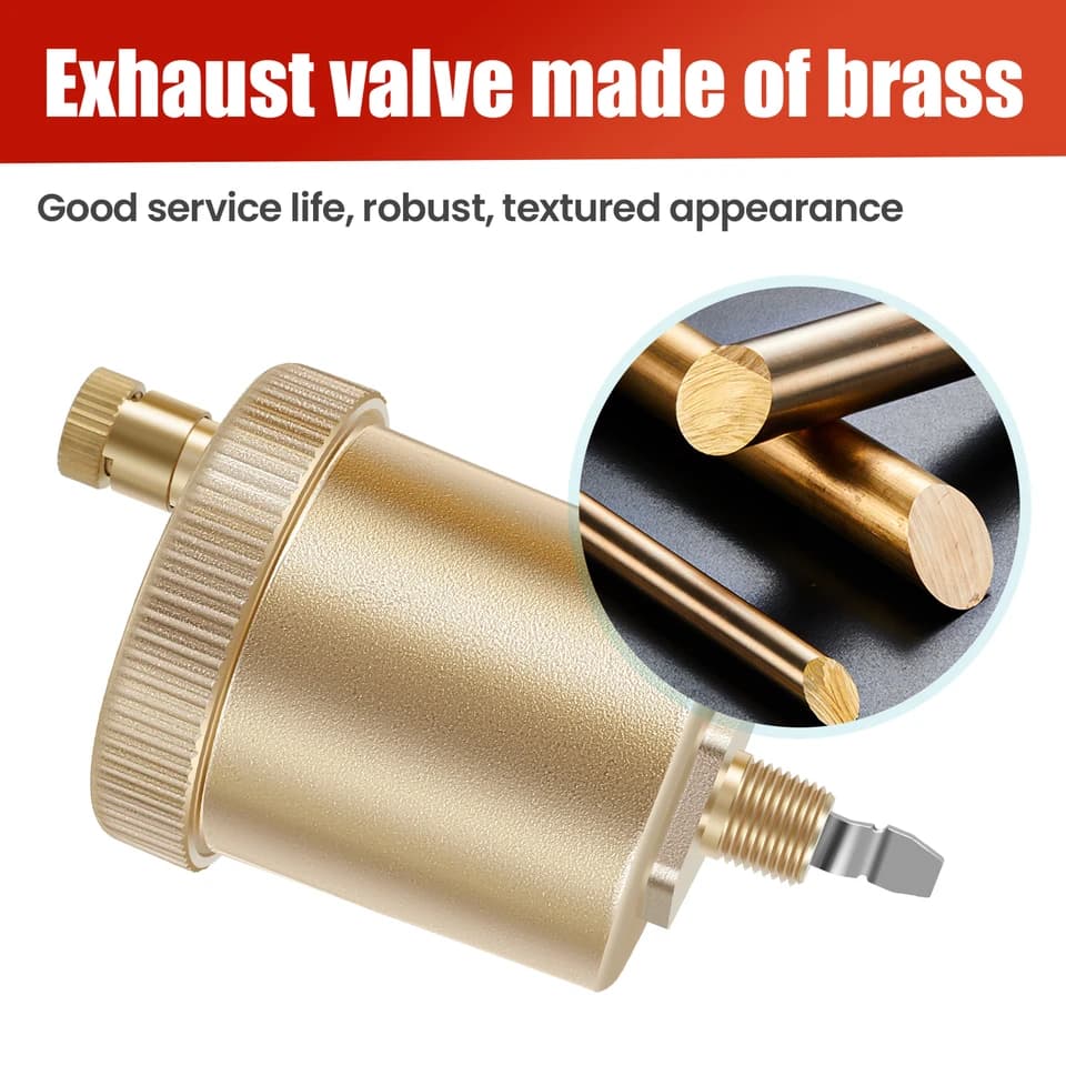 Brass Auto Float Valve | Radiator Air Bleeder | Compact Vent Set - Thumbnail 2
