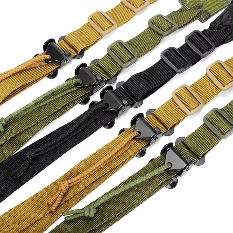 Quick Adjustable MK2 Tactical Rifle Sling with 2-point padded strap for hunting and shooting, shown in camouflage.