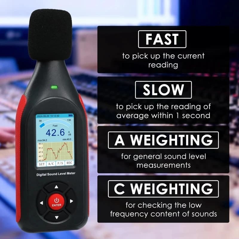 Sound Level Meter Datalogger | 43000 Data Set | 30-130dB Range, Visual Alarm - Thumbnail 4