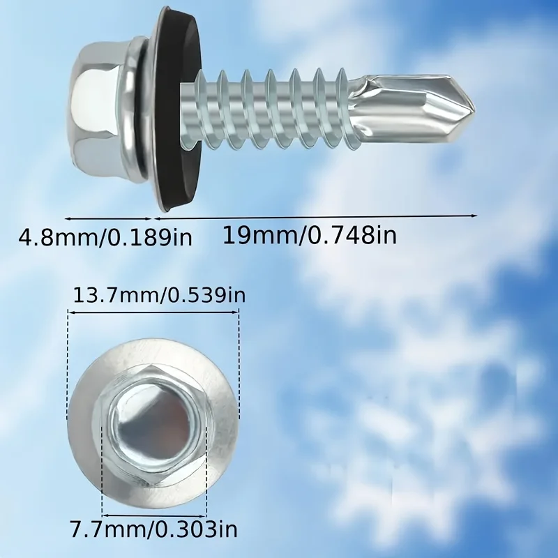 50 Heavy-Duty Concrete Screws | Stainless Steel, Rust-Proof | With Washers for Outdoor Metal - Thumbnail 4