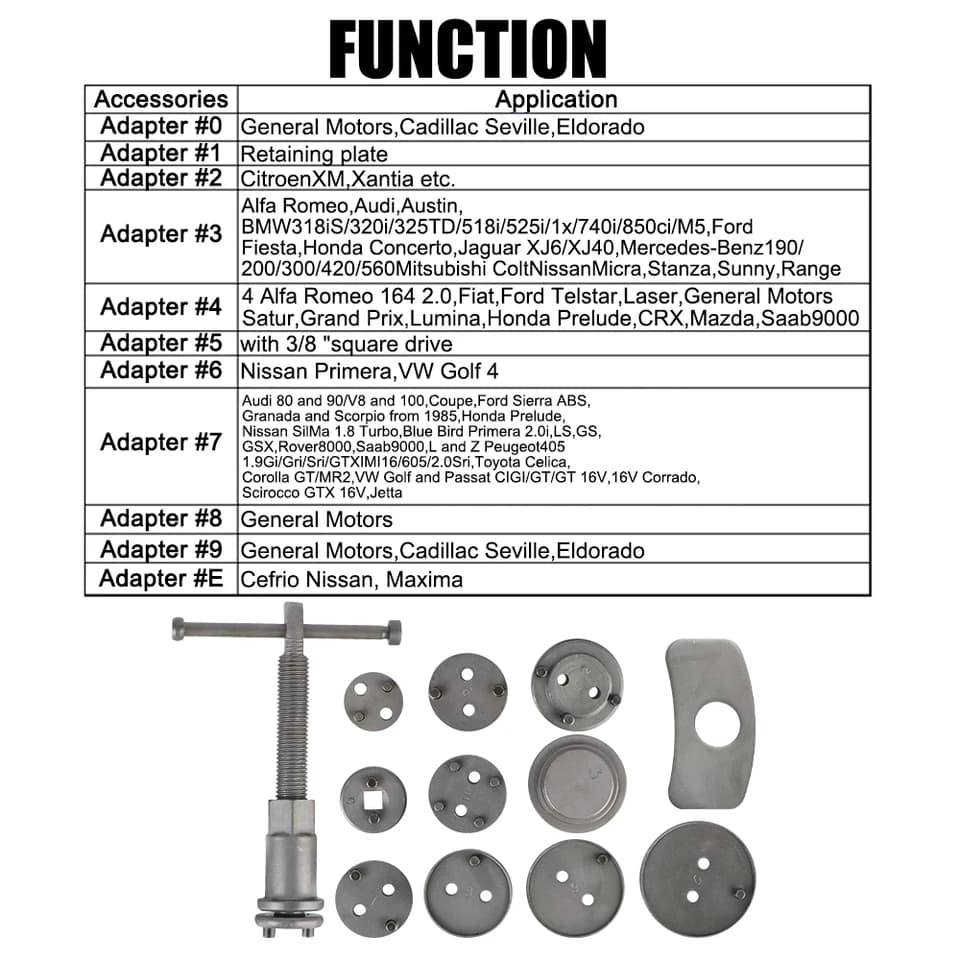 Caliper Tool for Brake Pads and Rotors | 22-Piece Rewind Kit | Universal - Thumbnail 3