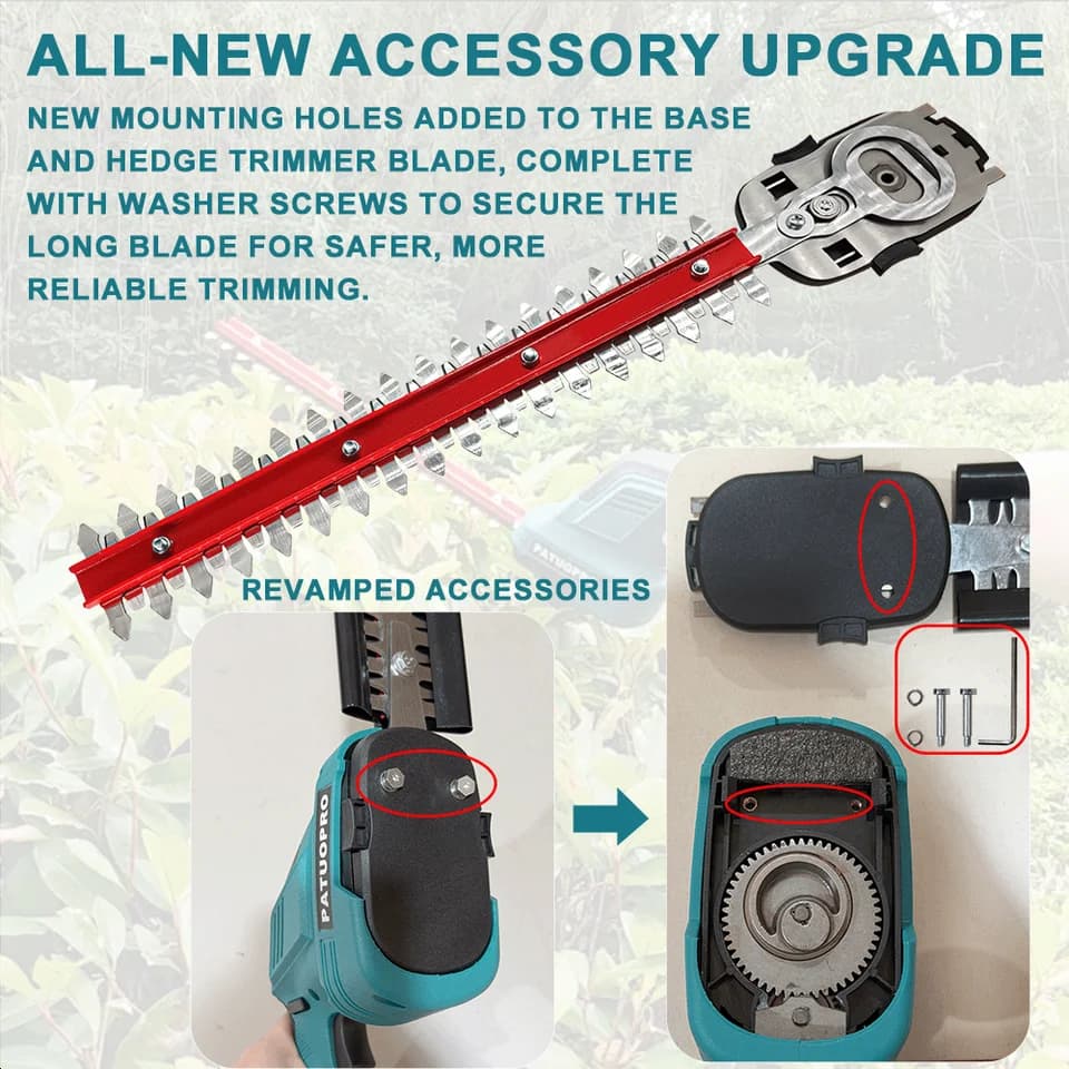 2-in-1 Cordless Hedge Trimmer & Grass Shear | 21V Handheld | For Makita 18V Battery - Thumbnail 7