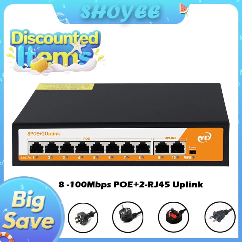10-Port PoE Network Switch | Smart Managed Uplink | IP Camera/NVR Ready - Thumbnail 3