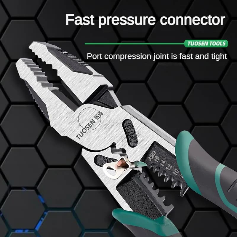 Multi-Function Wire Stripper Pliers | 9 Inch Electrician Tool | Pointed & Diagonal Nose - Thumbnail 4