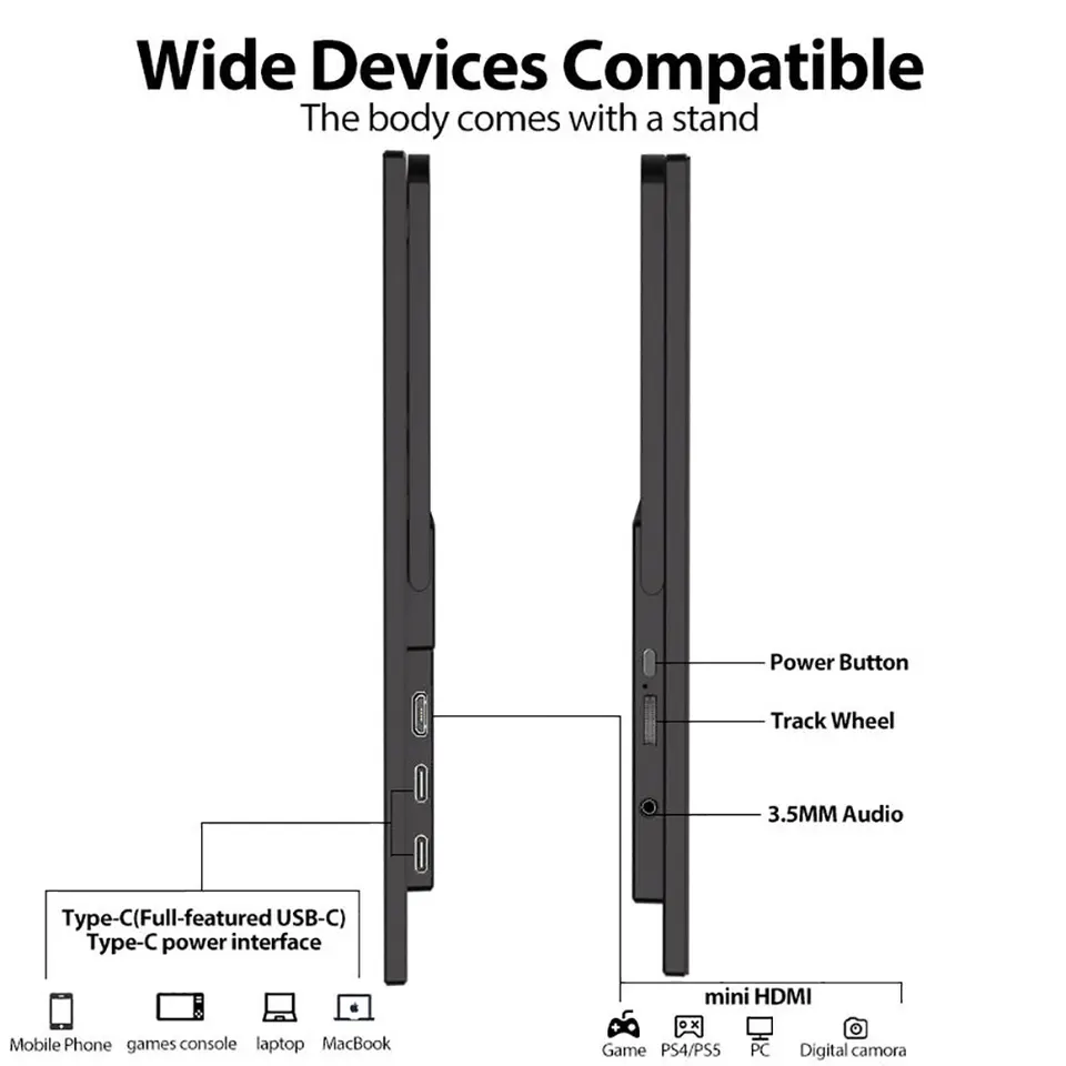 21.5" Portable Monitor | 1080P 100Hz IPS | USB-C HDMI for Wins & Mac - Thumbnail 5
