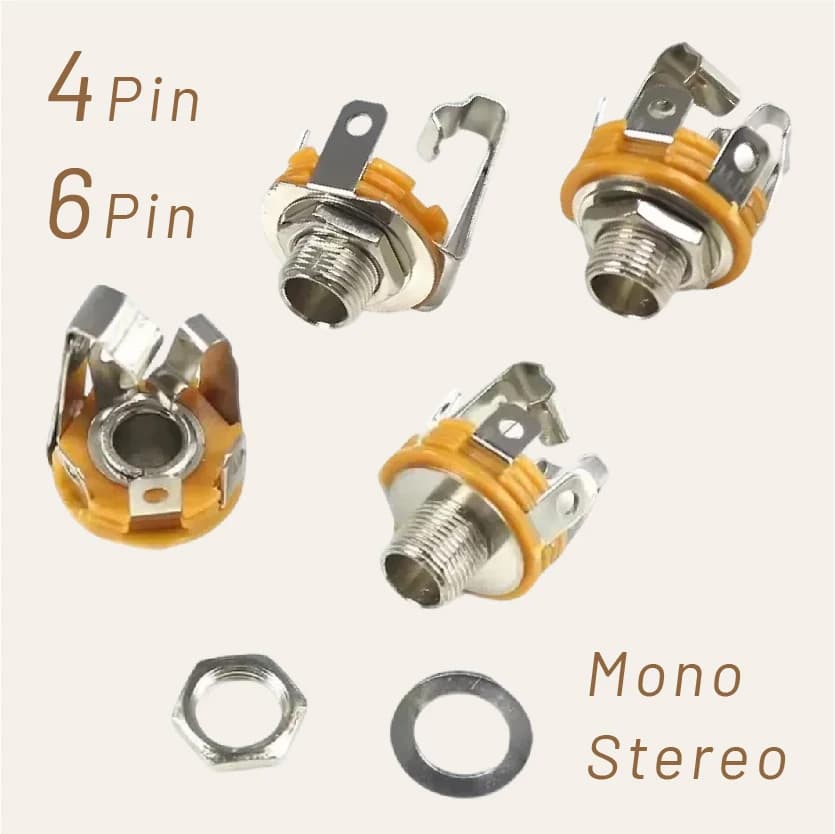 Automatic Scissor Jack Power Socket | 6.35mm Mono/Stereo 4/6 Pin | Industrial Audio Panel Mount - Thumbnail 2