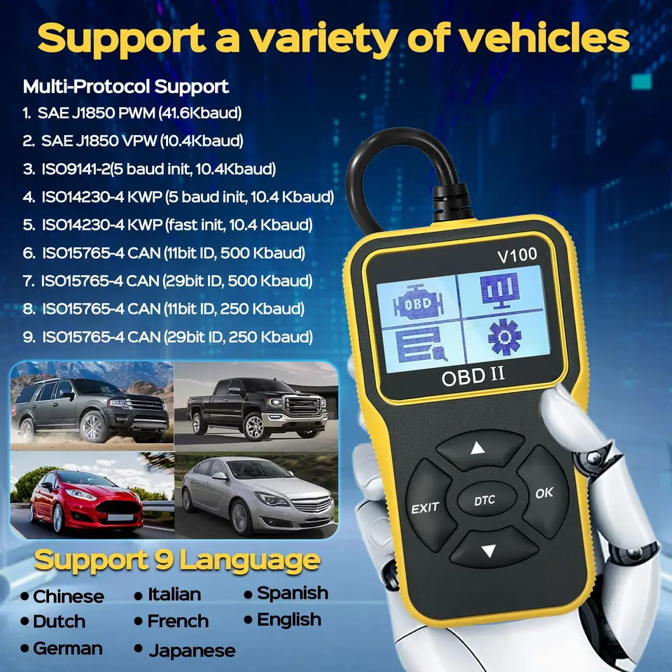 OBD2 Scanner | Engine Code Reader with Reset | Enhanced EOBD Car Scan Tool - Thumbnail 5
