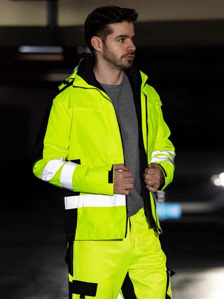 Biohazard Hazmat Suit | Hi-Vis Cotton Winter Safety Jacket | Road Night Riding - Thumbnail 5