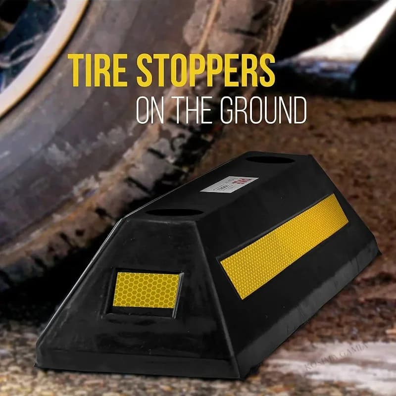 Wheel Chocks | High-Visibility Safety Stripes | For Garage & Trailer - Thumbnail 4